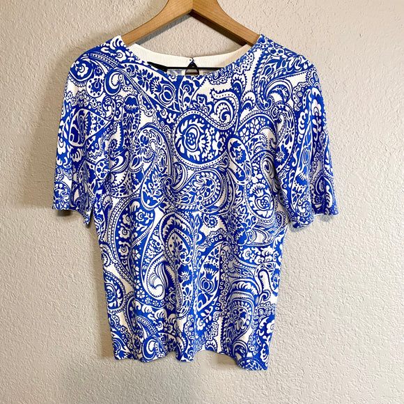 Paisley Short Sleeve Sweater Blouse