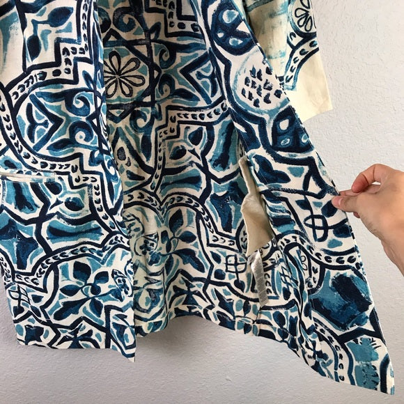 Abstract Print Linen Jacket