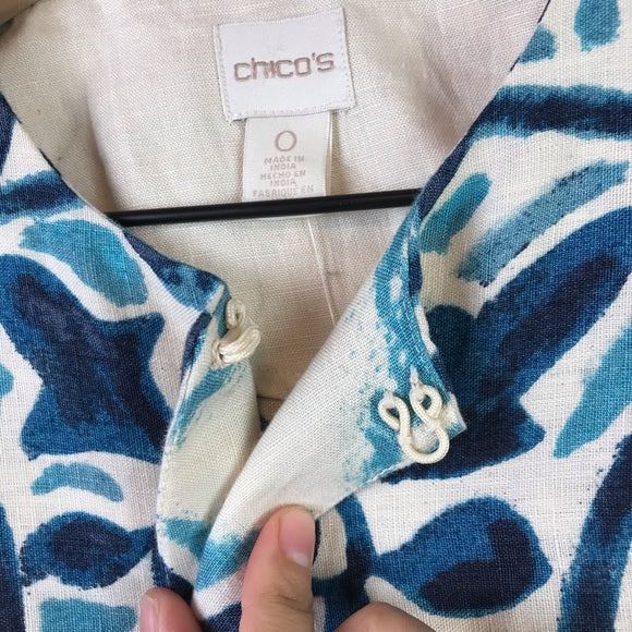 Abstract Print Linen Jacket