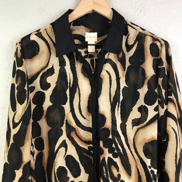 Animal Print Button Up Blouse