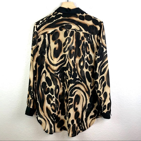 Animal Print Button Up Blouse