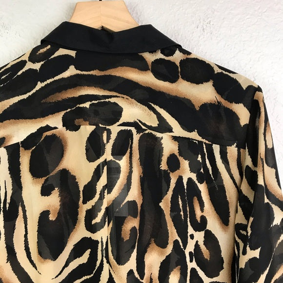 Animal Print Button Up Blouse