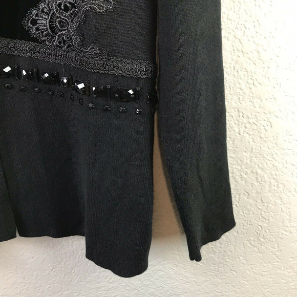 Embellished Velvet Trim Cardigan
