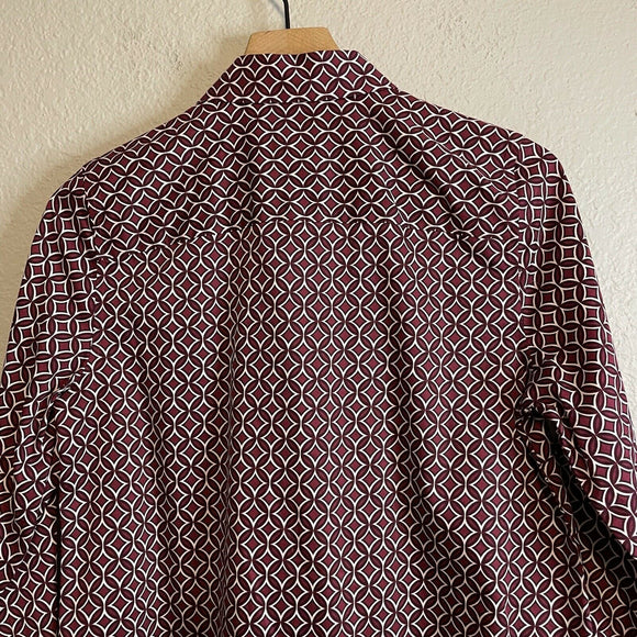 Abstract Print Button Down Top
