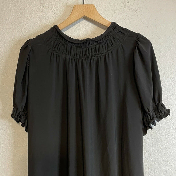 Smocked Tie Front Blouse