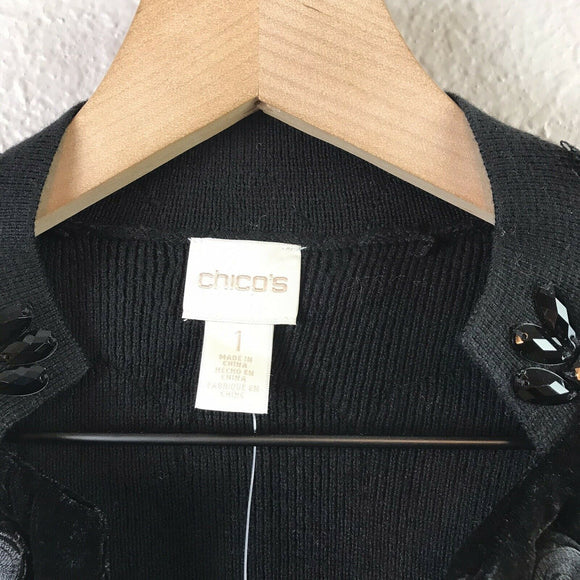 Embellished Velvet Trim Cardigan