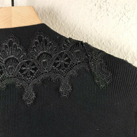 Embellished Velvet Trim Cardigan
