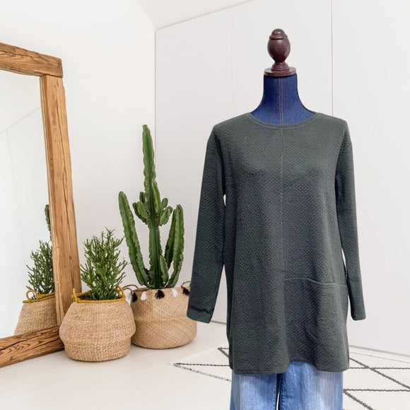 Texture Knit Pocket Tunic Top