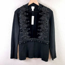 Embellished Velvet Trim Cardigan-2