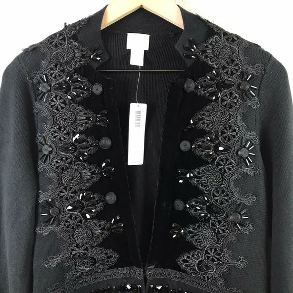 Embellished Velvet Trim Cardigan