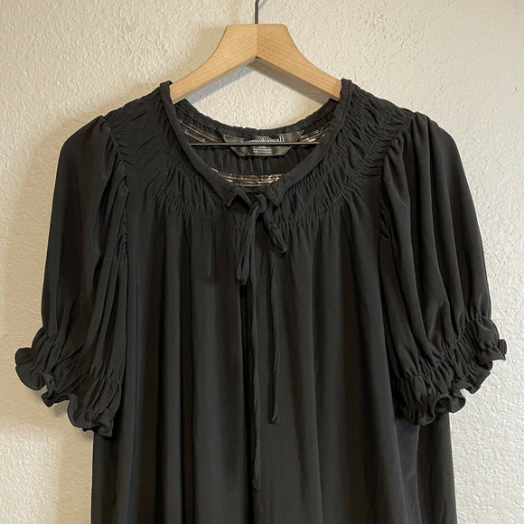 Smocked Tie Front Blouse