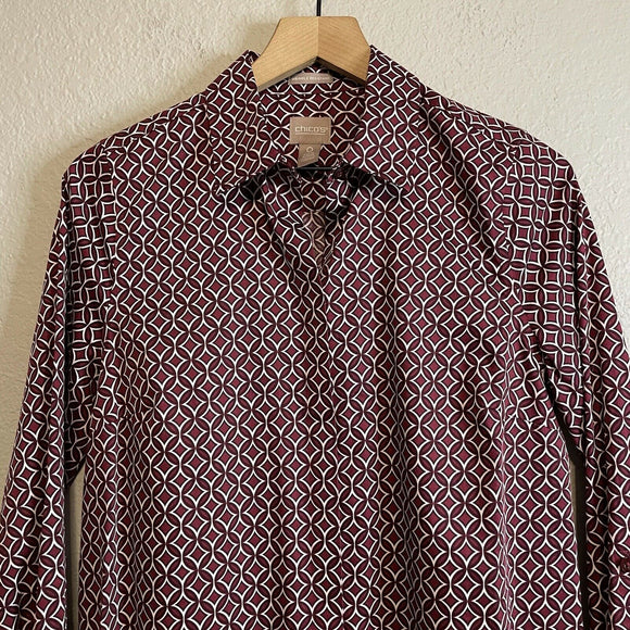 Abstract Print Button Down Top